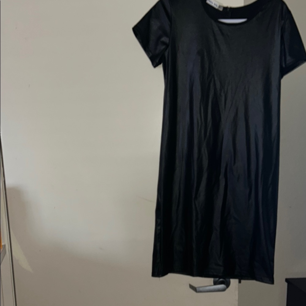 Black Faux Leather Dress